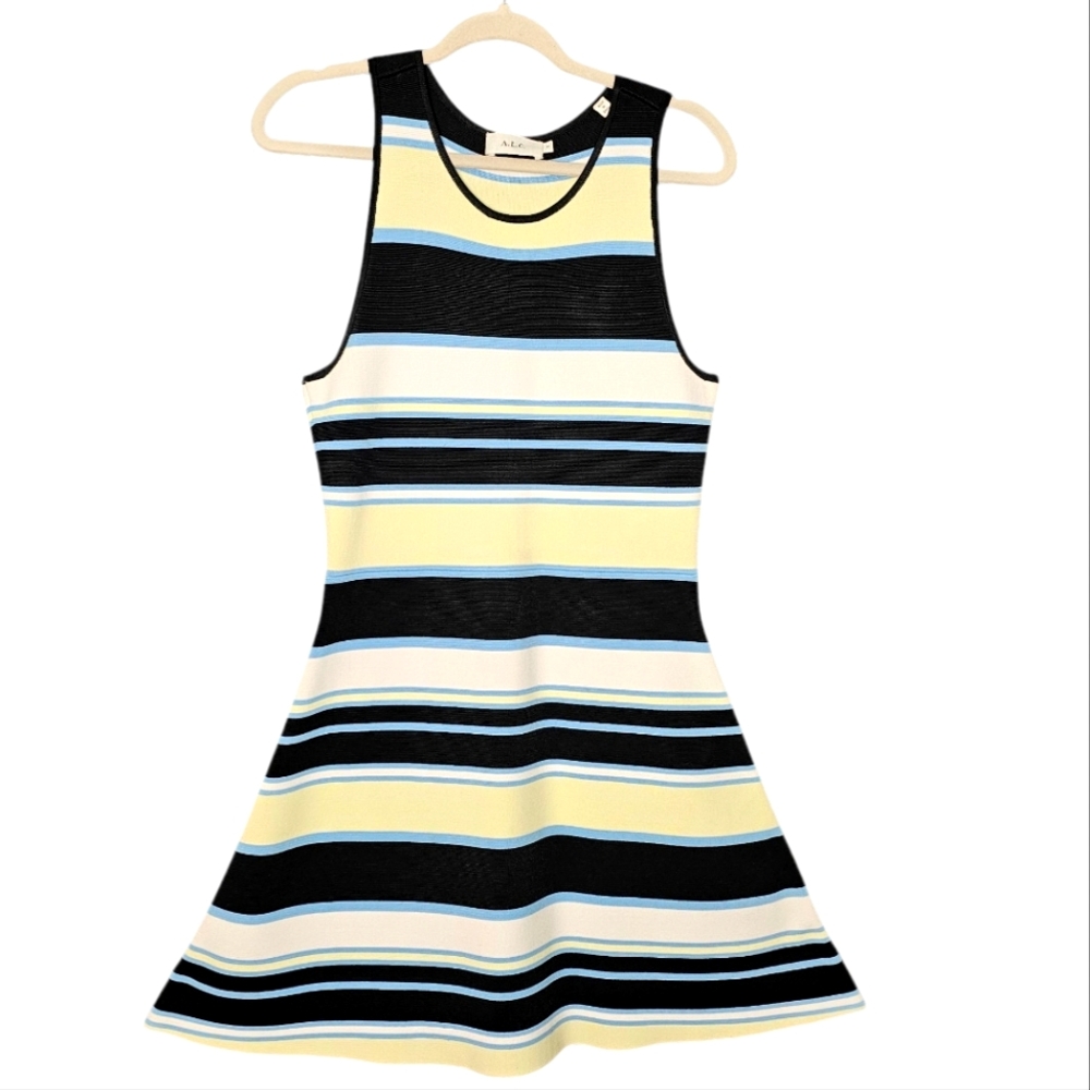ALC Stretch Knit Dress Size M Multicolor Fit Flare Dorit Striped Sleeveless
